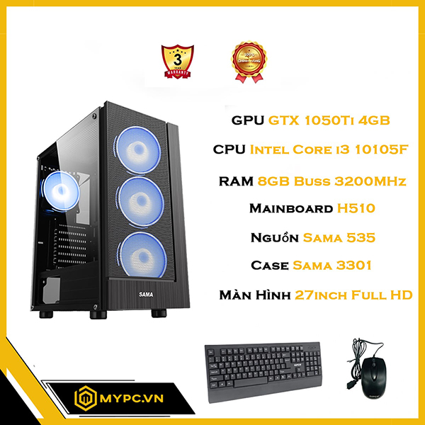 PC Core i3 10105F | RAM 8GB | GTX 1050Ti 4GB | Màn 27inch ảnh