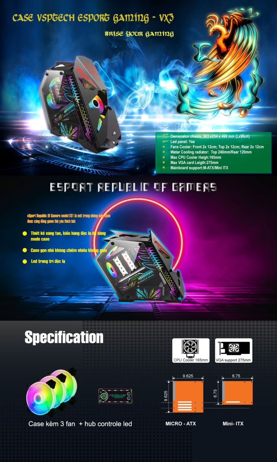 Vỏ Case VSP - Esport Republic Of Gamers ES3