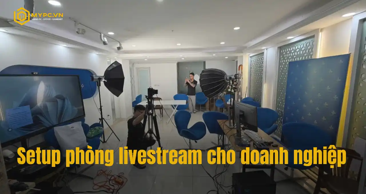 Dịch Vụ Lắp Đặt Phòng Livestream Giá Rẻ, Chuyên Nghiệp Cho Chủ Doanh Nghiệp Bạn là chủ doanh nghiệp đang muốn xây dựng phòng livestream chuyên nghiệp để thu hút khách hàng và gia tăng doanh thu? Hãy để MYPC đồng hành cùng bạn từ A-Z trong việc setup phòng livestream giá rẻ, trọn gói, tối ưu không gian, ánh sáng, âm thanh, camera giúp bạn có buổi livestream thu hút triệu view, bán hàng hiệu quả ngay từ lần đầu lên sóng.