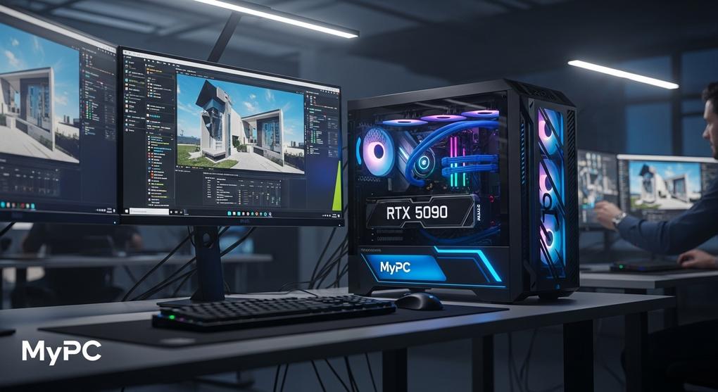 kiến trúc sư workstation RTX 5090 AI render GPU power