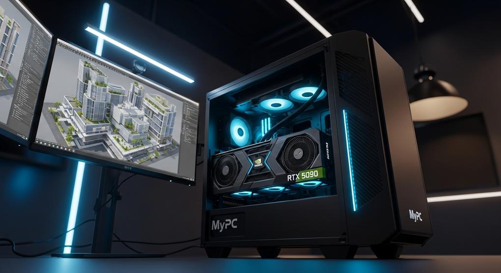 kiến trúc sư workstation RTX 5090 AI render GPU power