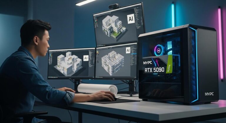 Kiến Trúc Sư Workstation RTX 5090 AI Render GPU Power 2025