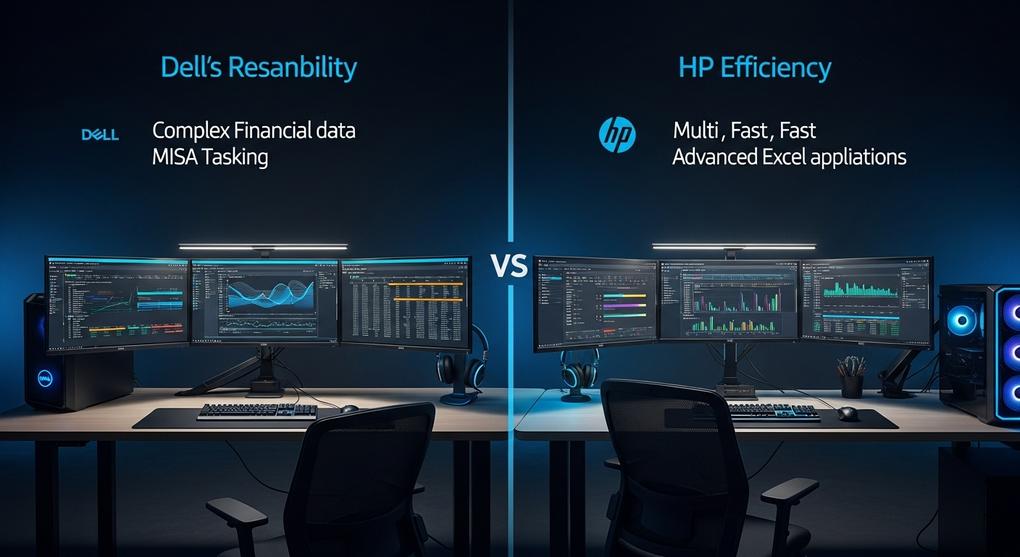 so sánh PC văn phòng Dell và HP cho dân kế toán