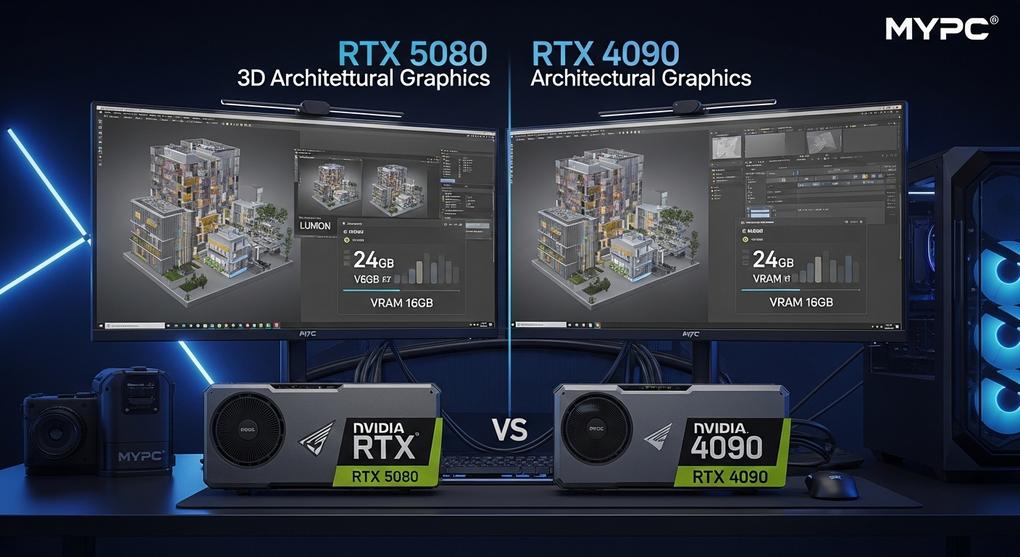 So sánh GPU NVIDIA RTX 5080 và RTX 4090 cho đồ họa 3D kiến trúc