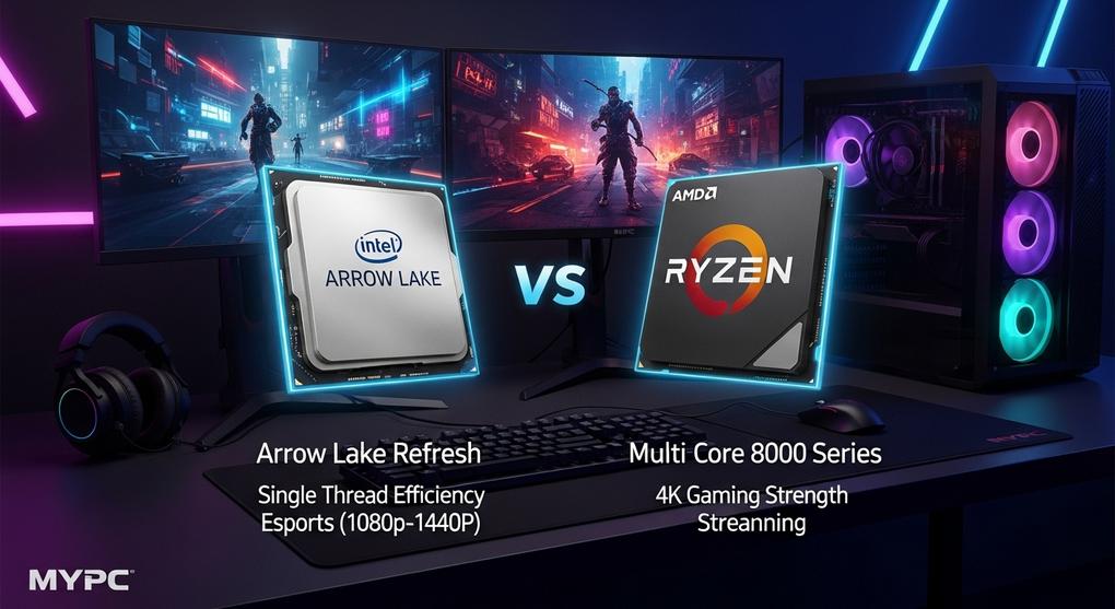 So sánh hiệu năng CPU Intel Arrow Lake Refresh vs AMD Ryzen 8000 series cho game thủ 2025