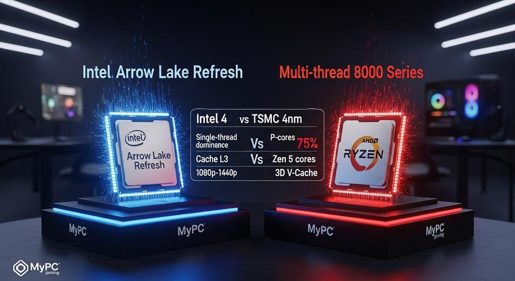 So sánh hiệu năng CPU Intel Arrow Lake Refresh vs AMD Ryzen 8000 series cho game thủ 2025