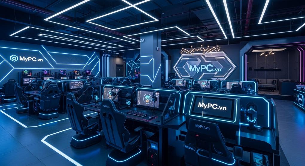 phòng net cyber game thiết kế hiện đại 2025