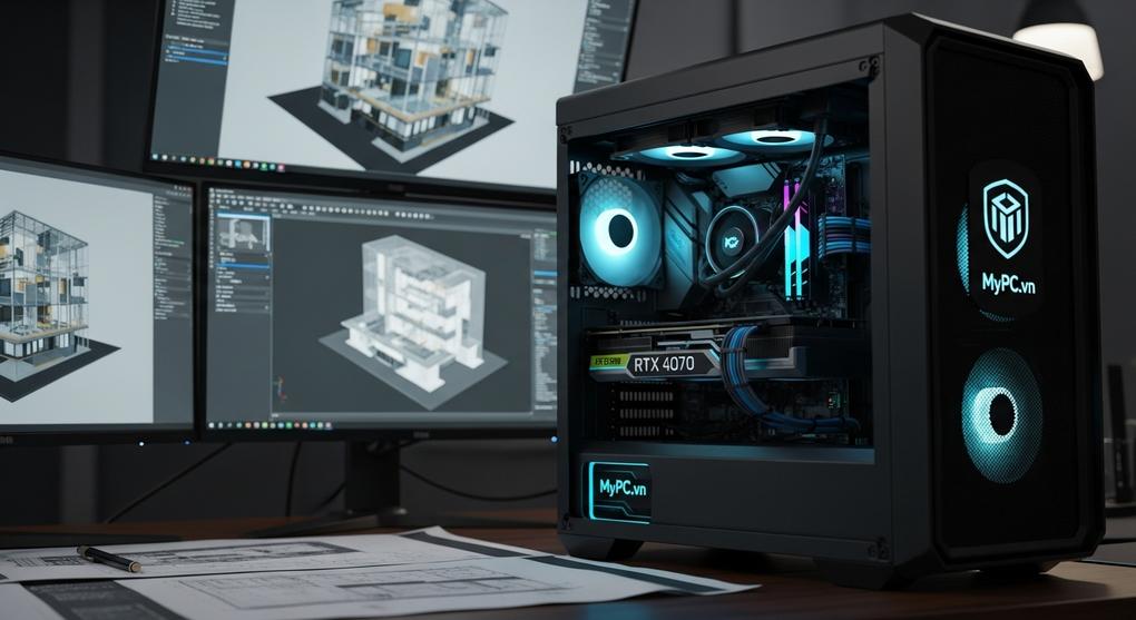 Workstation cho kiến trúc sư dùng RTX 4070 32GB RAM