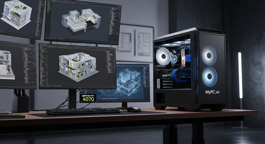 Workstation cho kiến trúc sư dùng RTX 4070 32GB RAM