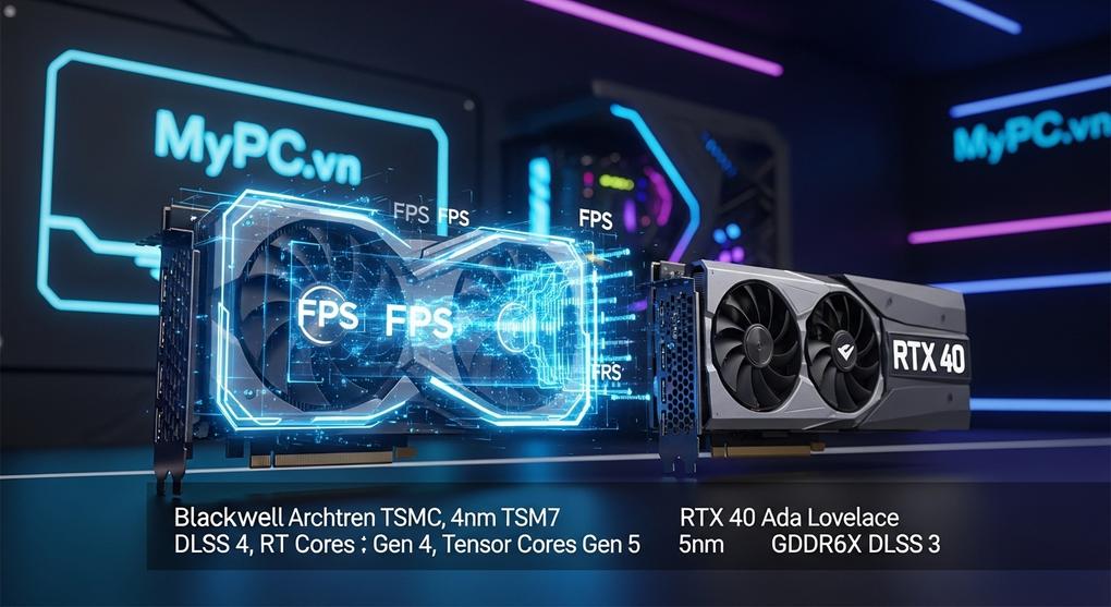 So sánh hiệu năng RTX 50 series và RTX 40 series cho game thủ