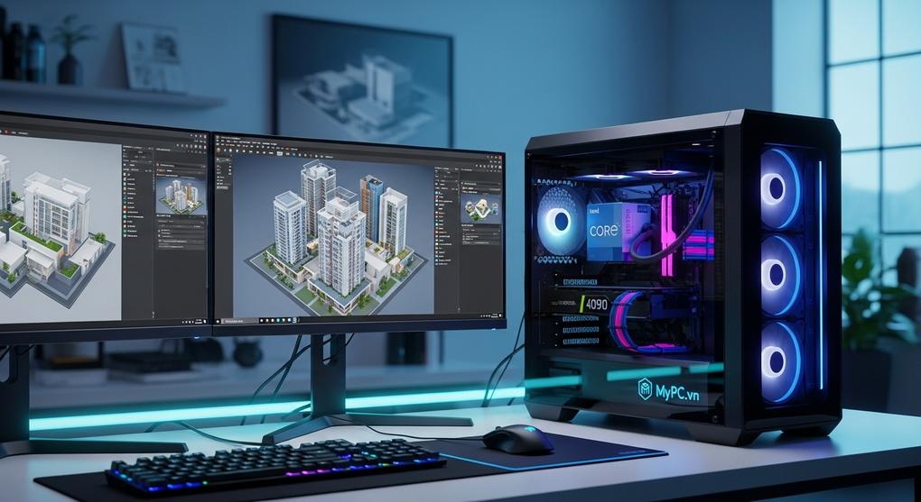 Workstation đồ họa kiến trúc sử dụng CPU Intel Core Ultra 9 185H