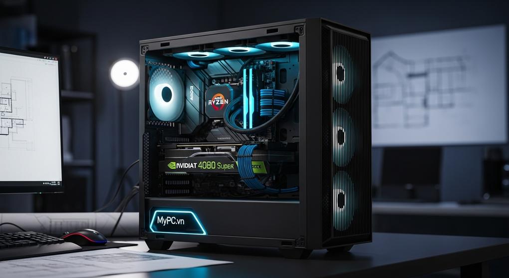 Cấu hình máy tính đồ họa kiến trúc AMD Ryzen 9 render 3D