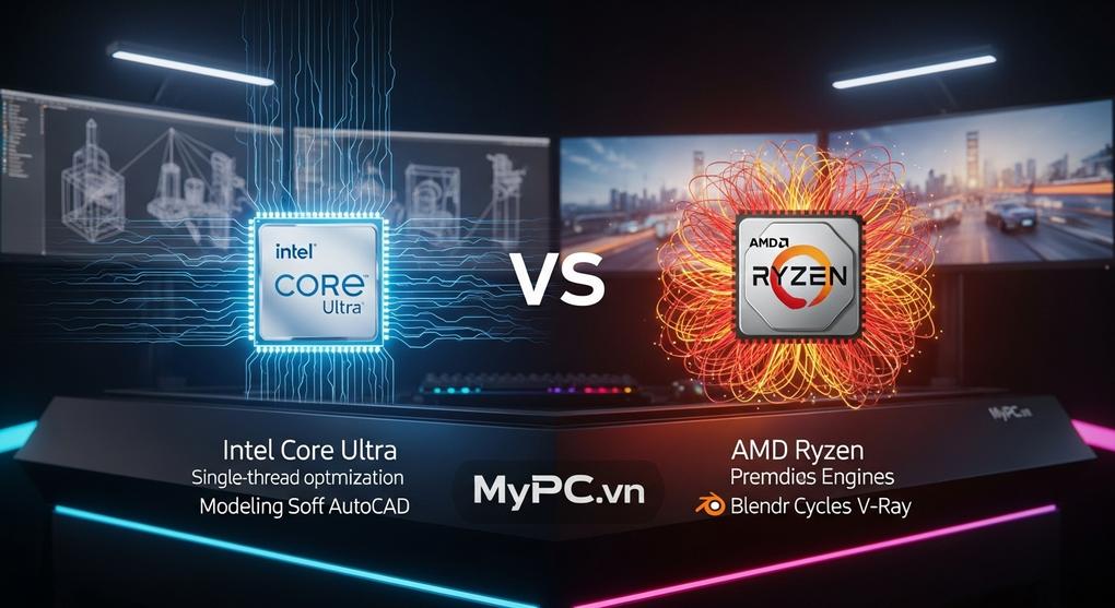 So sánh CPU Intel Core Ultra và AMD Ryzen cho đồ họa chuyên nghiệp