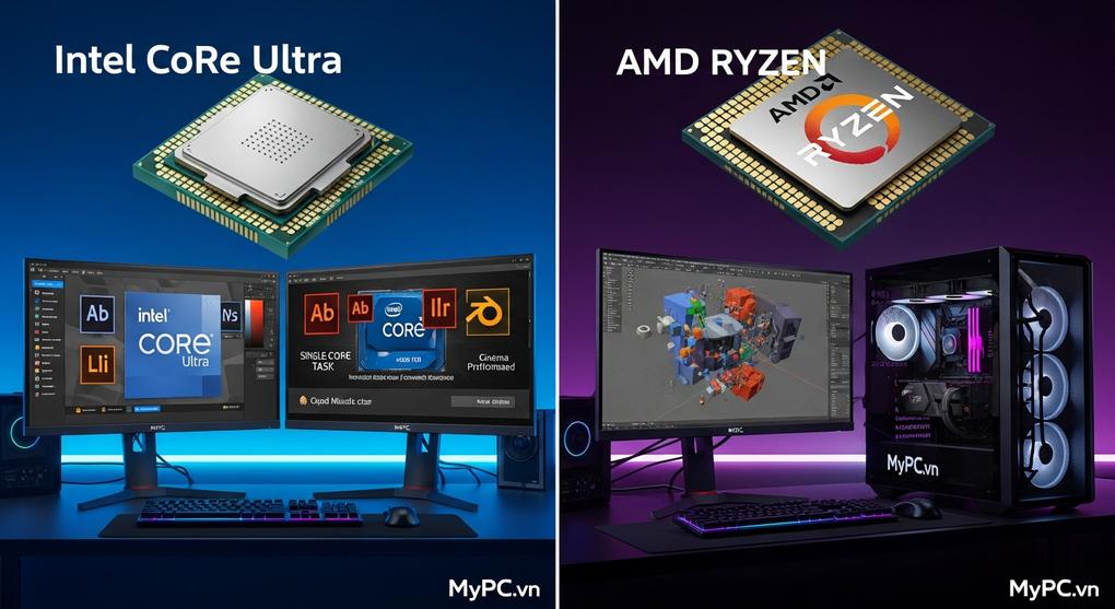 so sánh CPU Intel Core Ultra và AMD Ryzen cho đồ họa