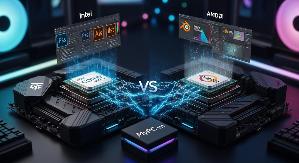 So Sánh CPU Intel Core Ultra Và AMD Ryzen Cho Đồ Họa Chuyên Sâu 2026