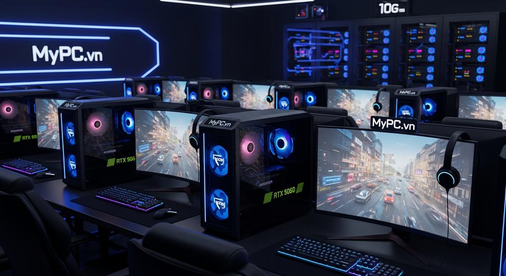 Setup phòng net bootrom 50 máy cấu hình RTX 5060