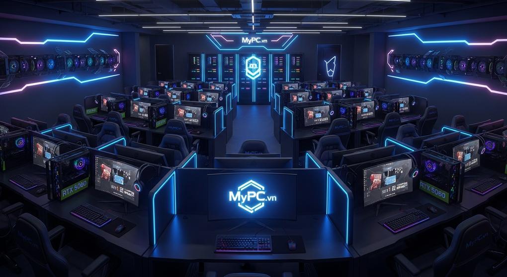 Setup phòng net bootrom 50 máy cấu hình RTX 5060