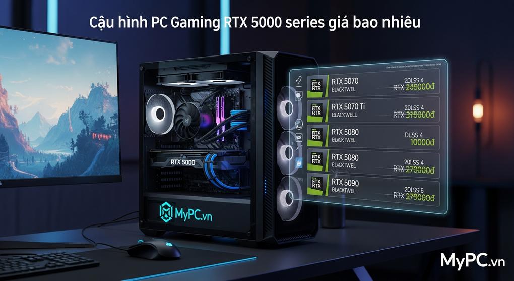 Cấu hình PC gaming RTX 5000 series giá bao nhiêu