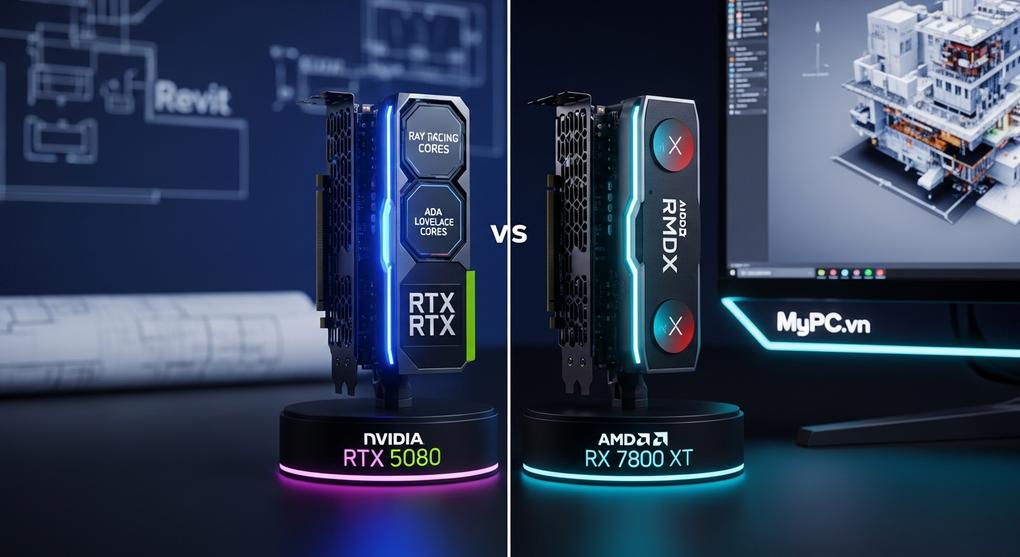 So sánh GPU RTX 5080 và AMD RX cho kiến trúc sư