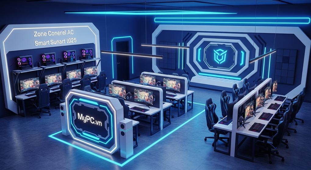 Giải pháp thiết kế phòng net cyber game hiện đại 2025