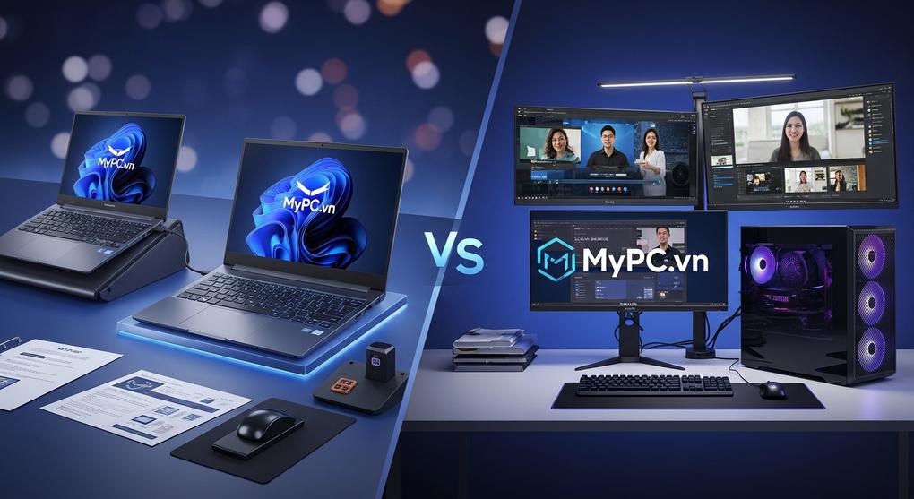 so sánh laptop và PC cho nhân viên văn phòng
