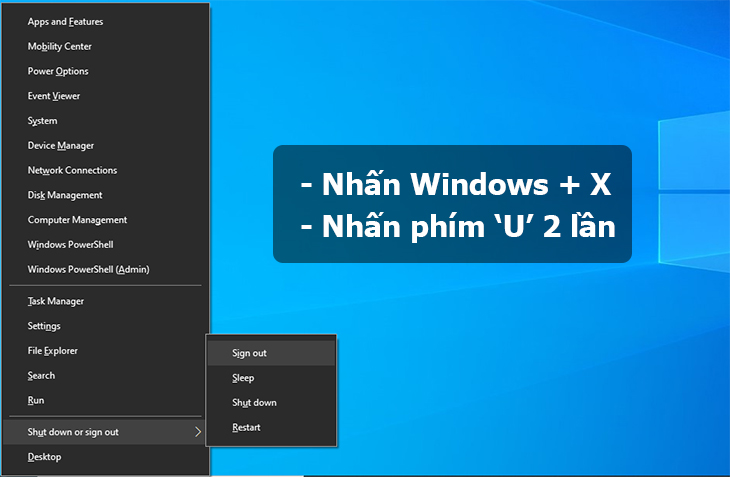 cách tắt máy tính bằng bàn phím
