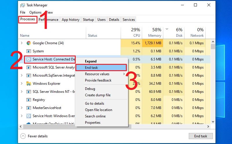 End task để thoát app restart máy tính khi bị treo