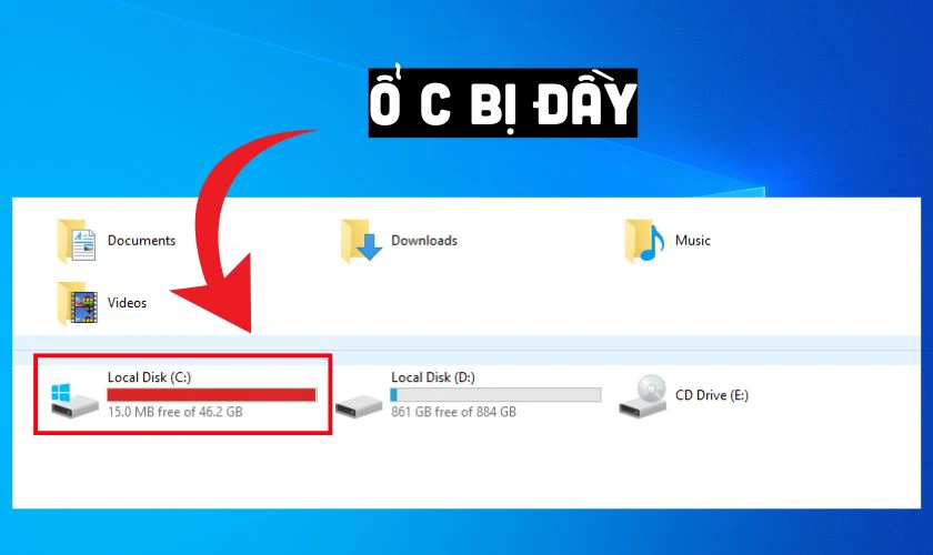 ổ cứng bị full gây lỗi máy