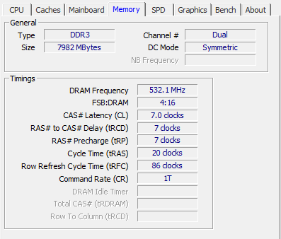Speed của Ram DDR3 được đo trên CPU Z