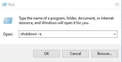 hủy lệnh shutdown -a trên windows 10