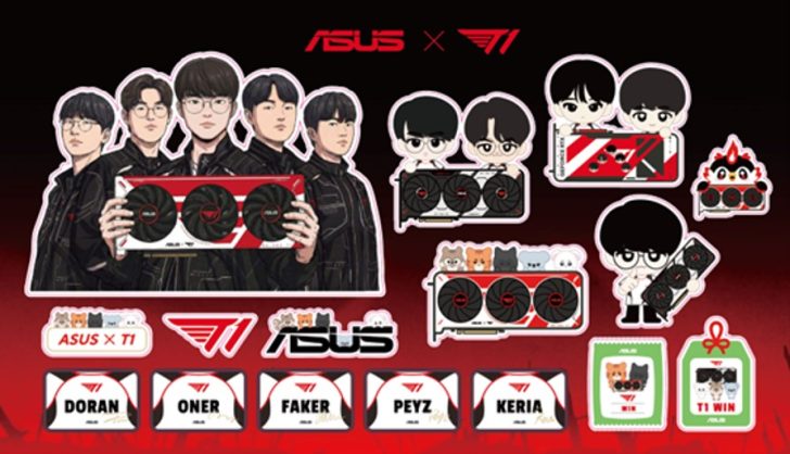 Sticker T1 Edition đi kèm card đồ họa Asus x T1 RTX 5070 và RTX 5060 Ti phiên bản đặc biệt dành cho fan T1