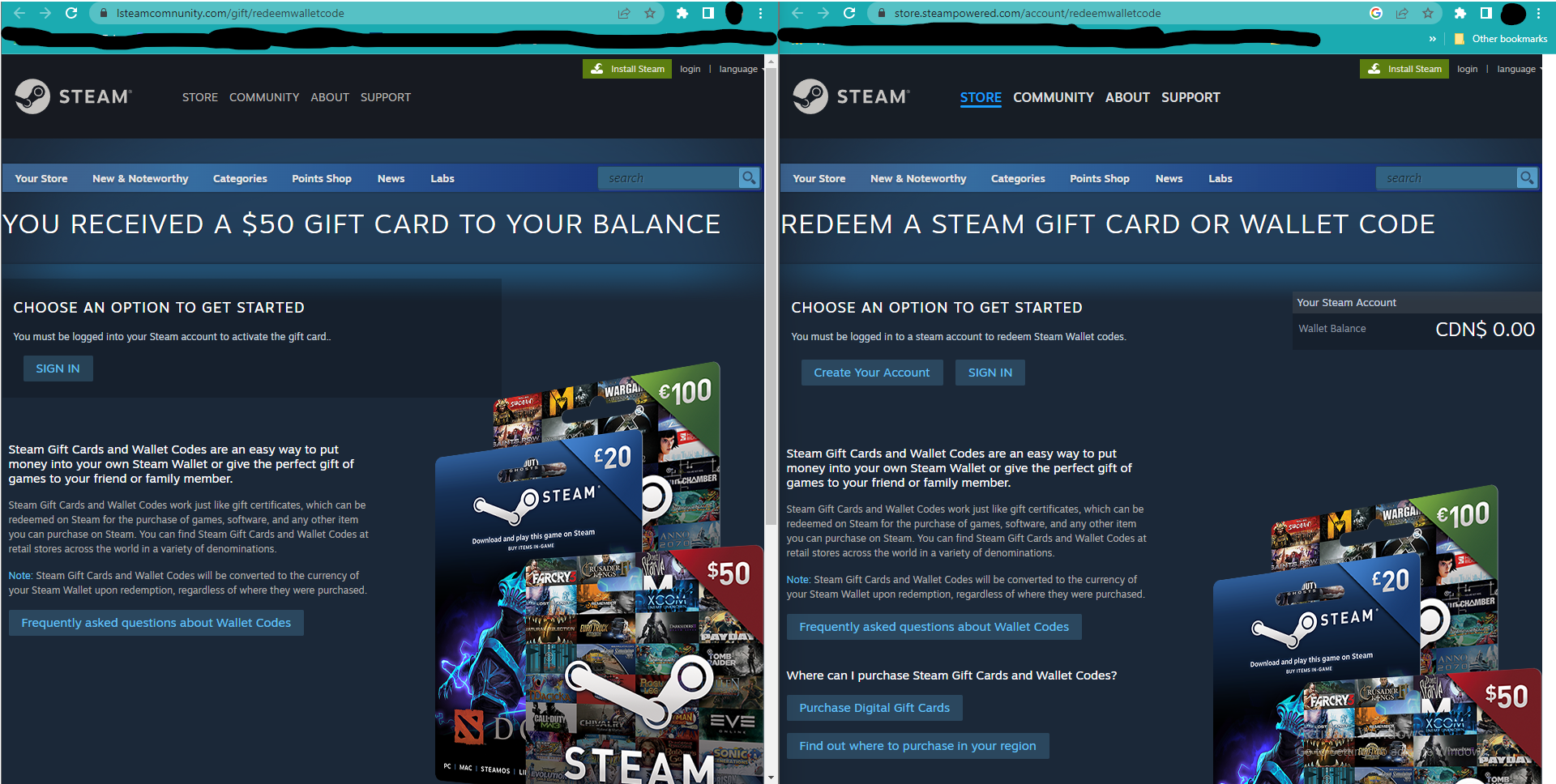 Sự khó phân biệt giữa Steam giả (bên trái) và Steam thật (bên phải)