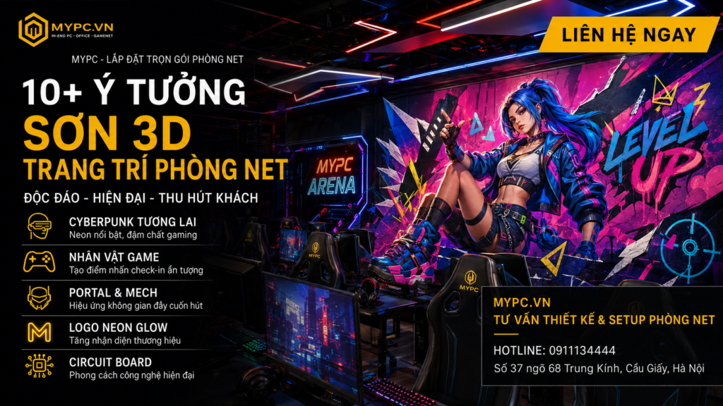 10 Ý Tưởng Sơn 3D Trang Trí Phòng Net Đẹp, Hiện Đại Và Thu Hút Khách