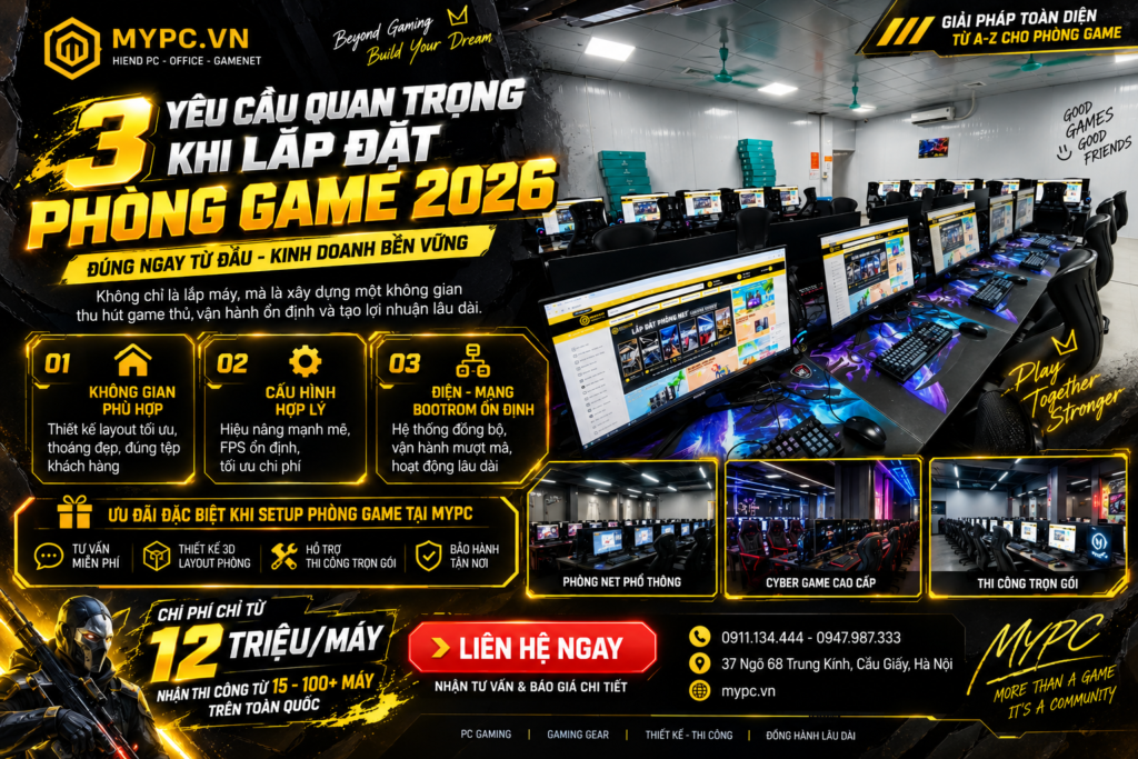 3 Yêu Cầu Quan Trọng Khi Lắp Đặt Phòng Game 2026 Tại MyPC
